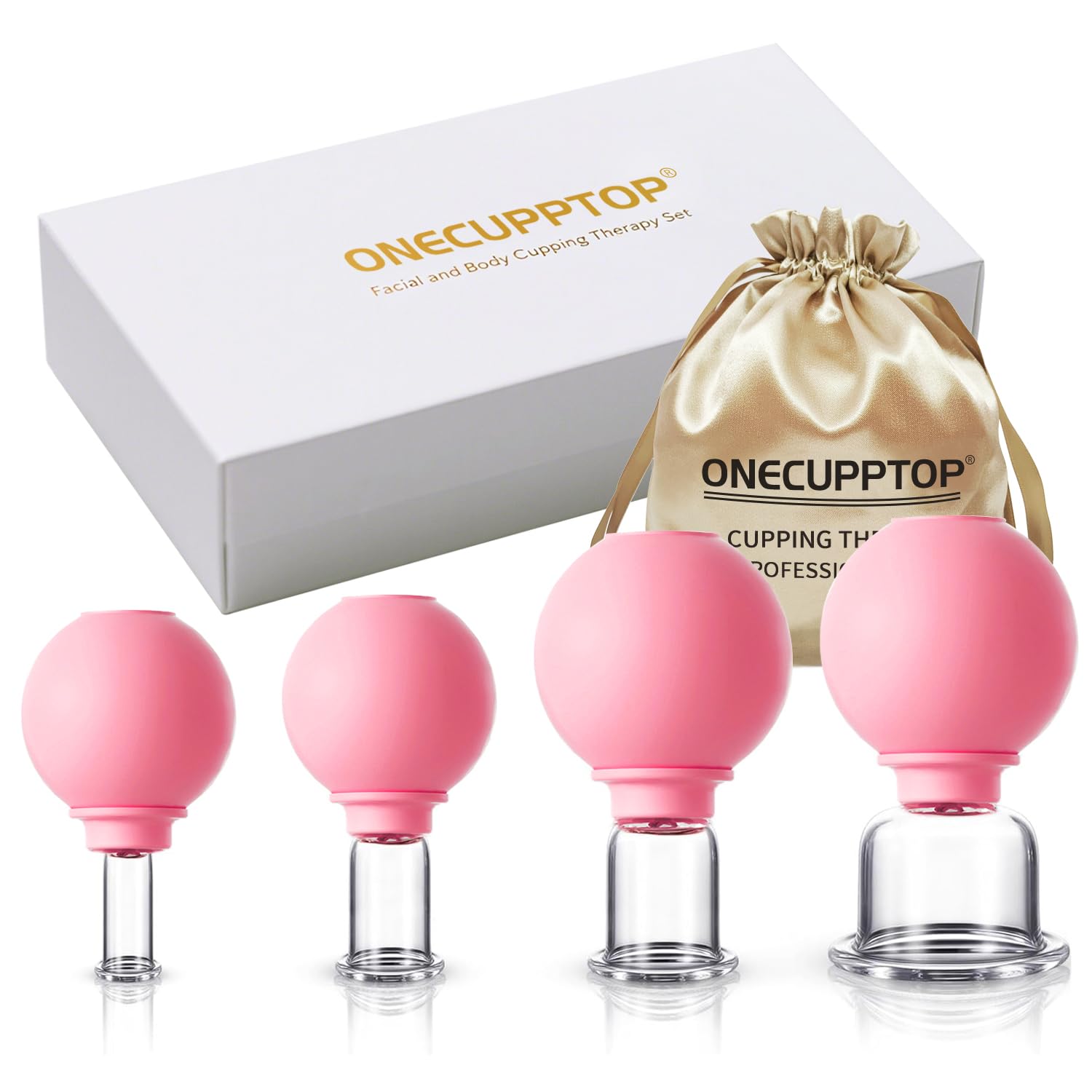 ONECUPPTOP 4-Size Plexi Glass Cupping Set for face delivers a gentle lift and smoother skin.