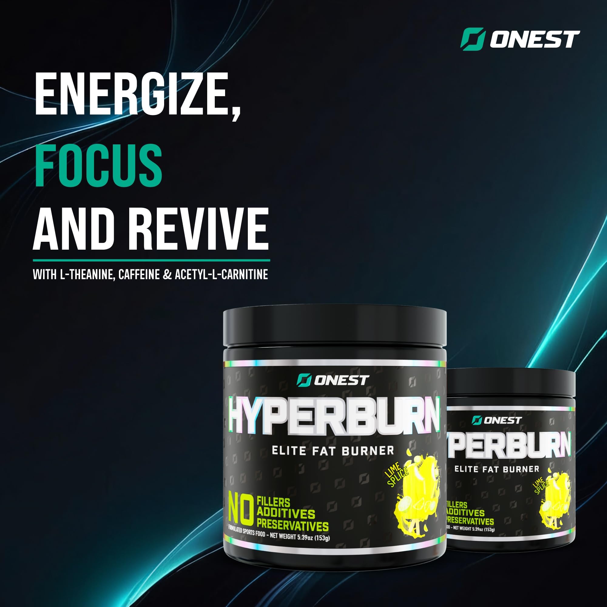 ONEST Hyperburn powder being stirred in water for a refreshing shake.