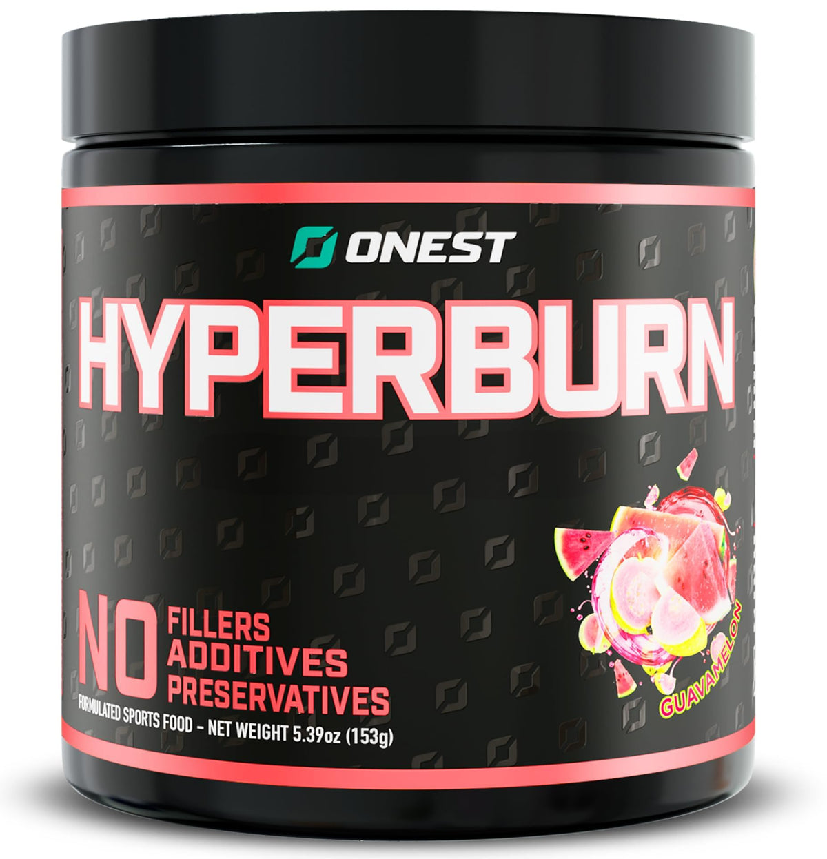 ONEST Hyperburn powder tub front view with Lime Splice flavor and energy boosting blend