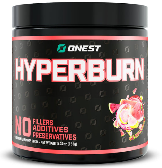 ONEST Hyperburn powder tub front view with Lime Splice flavor and energy boosting blend