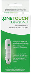 OneTouch Delica Plus lancing device ergonomic hold for easy testing on the go