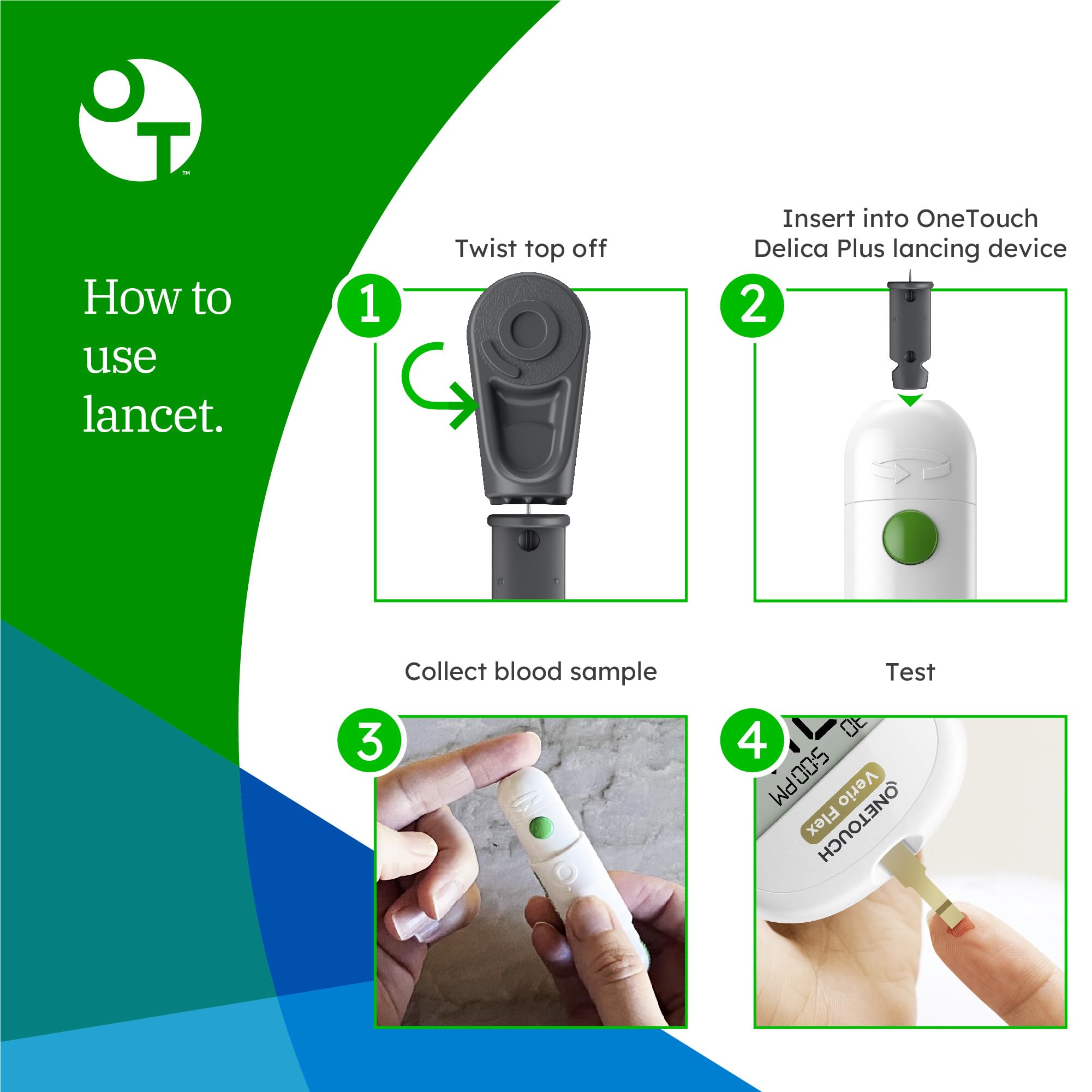 Lancets with silicone coating from OneTouch Delica Plus for smoother entry.