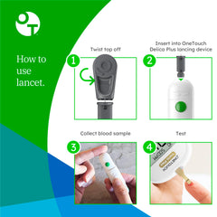 Lancets with silicone coating from OneTouch Delica Plus for smoother entry.