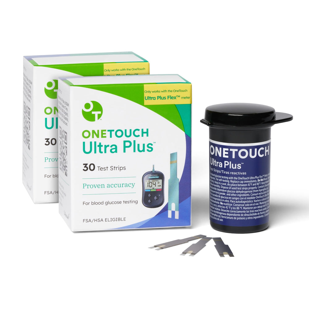 OneTouch Ultra Plus Flex meter with strips ready for quick readings