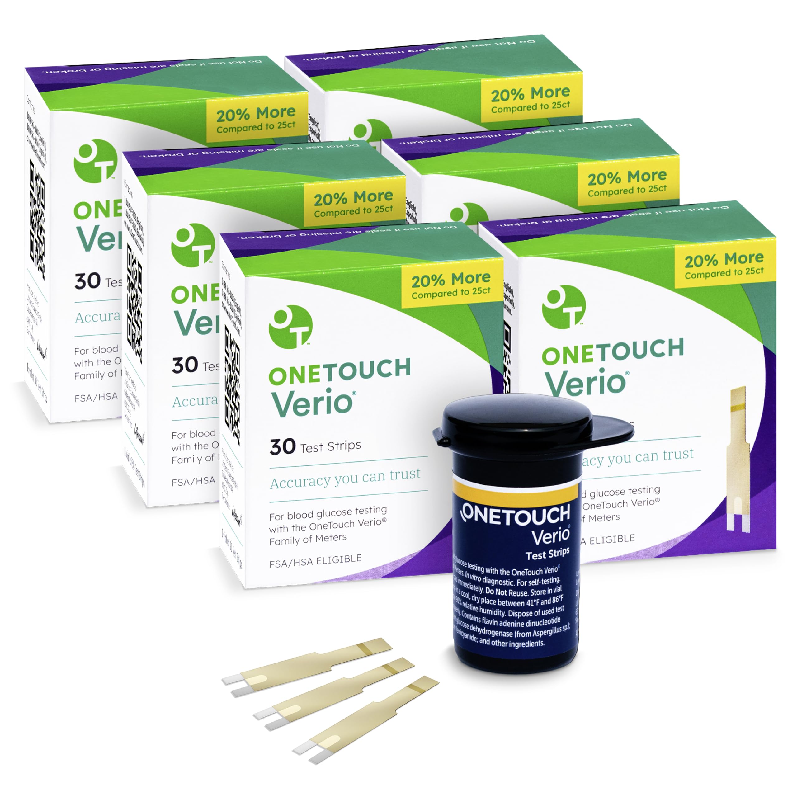 OneTouch Verio 180-count bottle ready for daily testing.