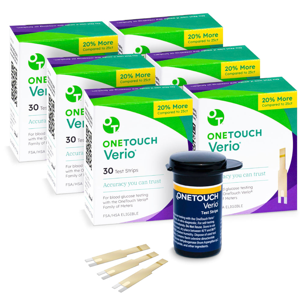 OneTouch Verio 180-count bottle ready for daily testing.