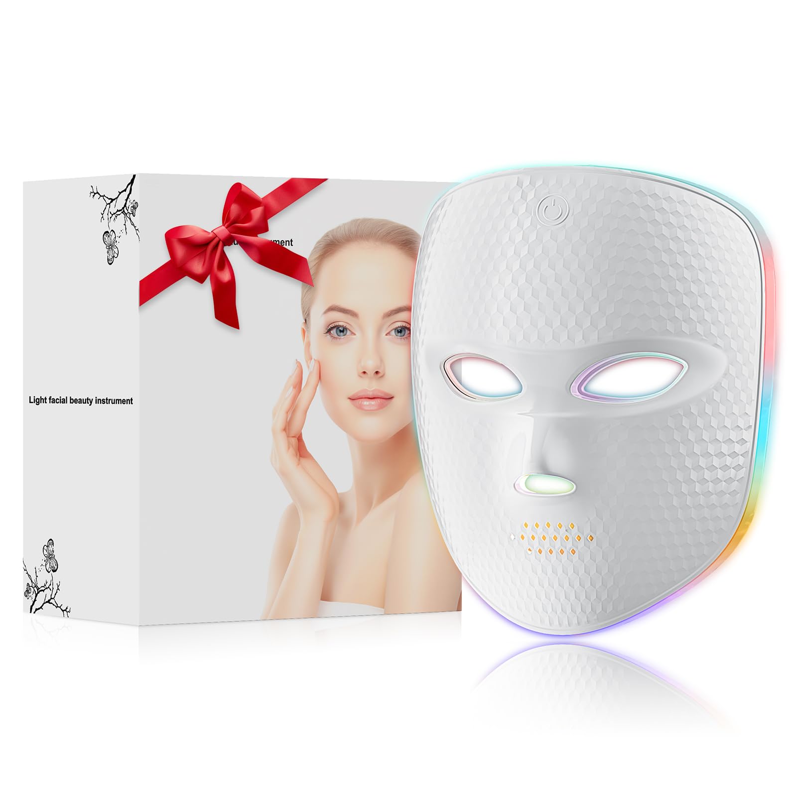 ONLUKY red light therapy face mask front view with 120 LEDs for targeted home use
