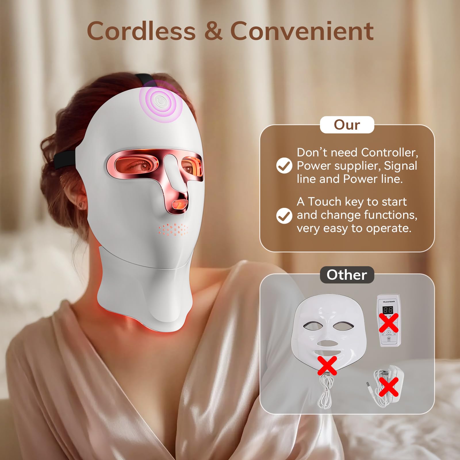 ONLUKY red light therapy mask for home use during self-care.