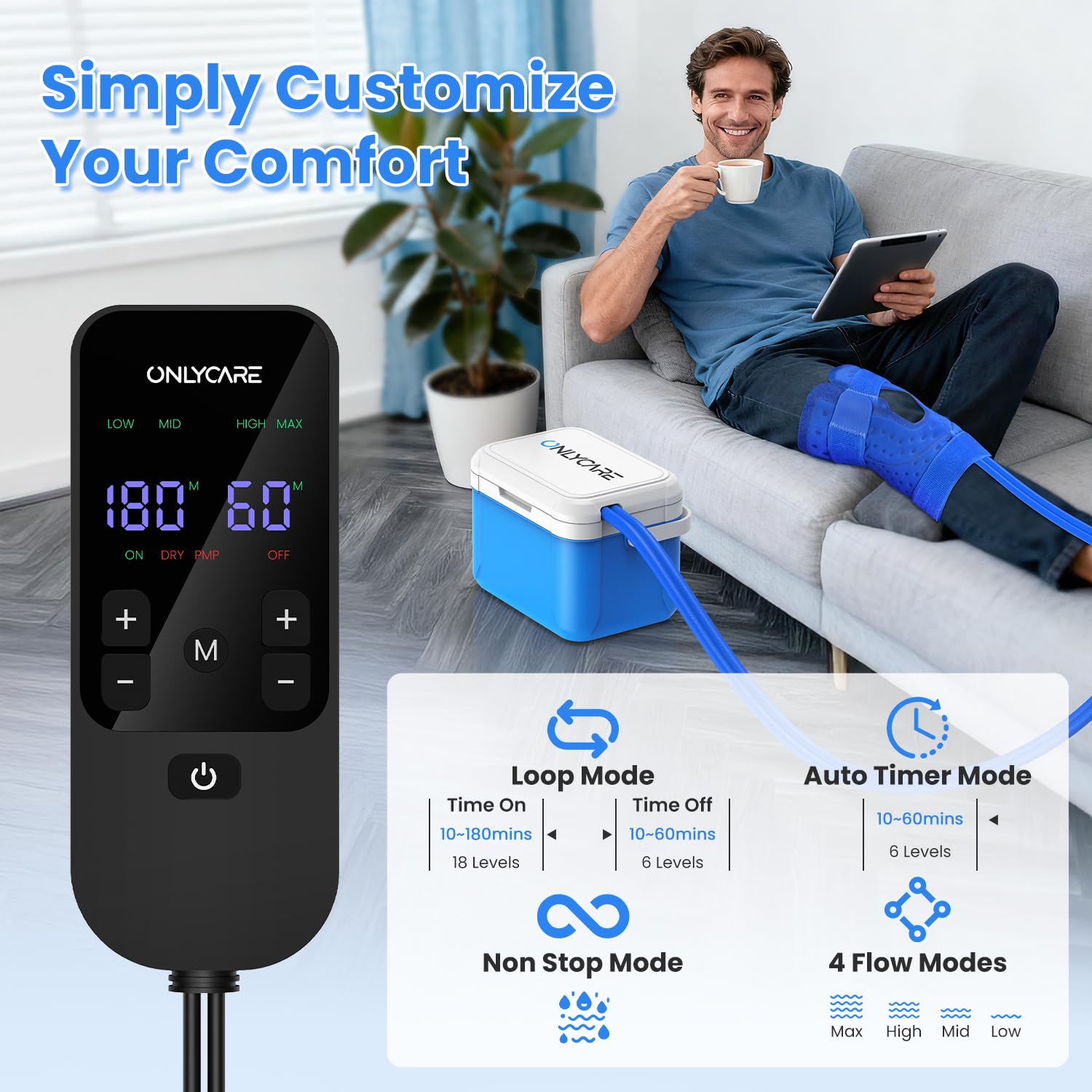 Large-capacity 7-quart tank enables extended cooling sessions
