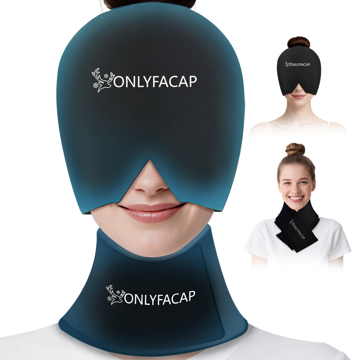Onlyfacap Hangover Migraine Relief Cap, front view, cooling comfort for headaches.