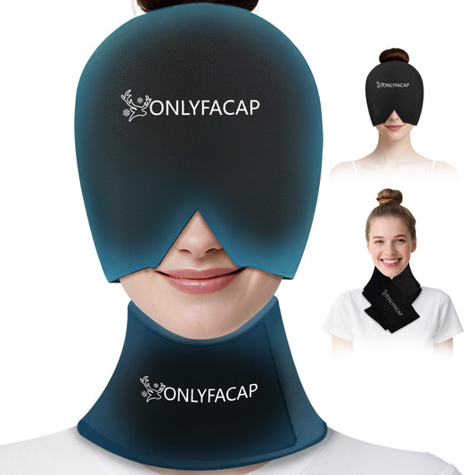 Onlyfacap Hangover Migraine Relief Cap, front view, cooling comfort for headaches.