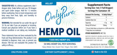 Colorado-made OnlyPure Relief drops label highlights quality origin.