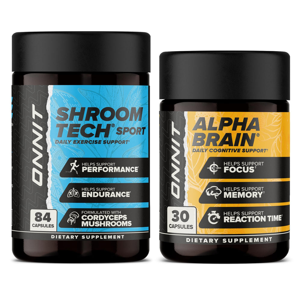 Onnit Alpha Brain capsules bottle front for memory and focus potential.