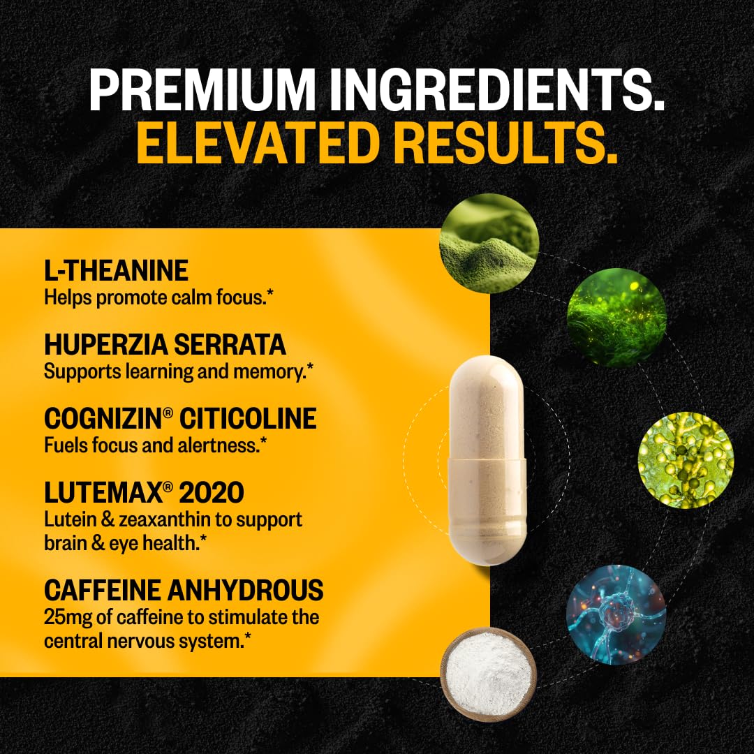 ONNIT Alpha Brain Classic capsules on desk, ideal for study sessions.