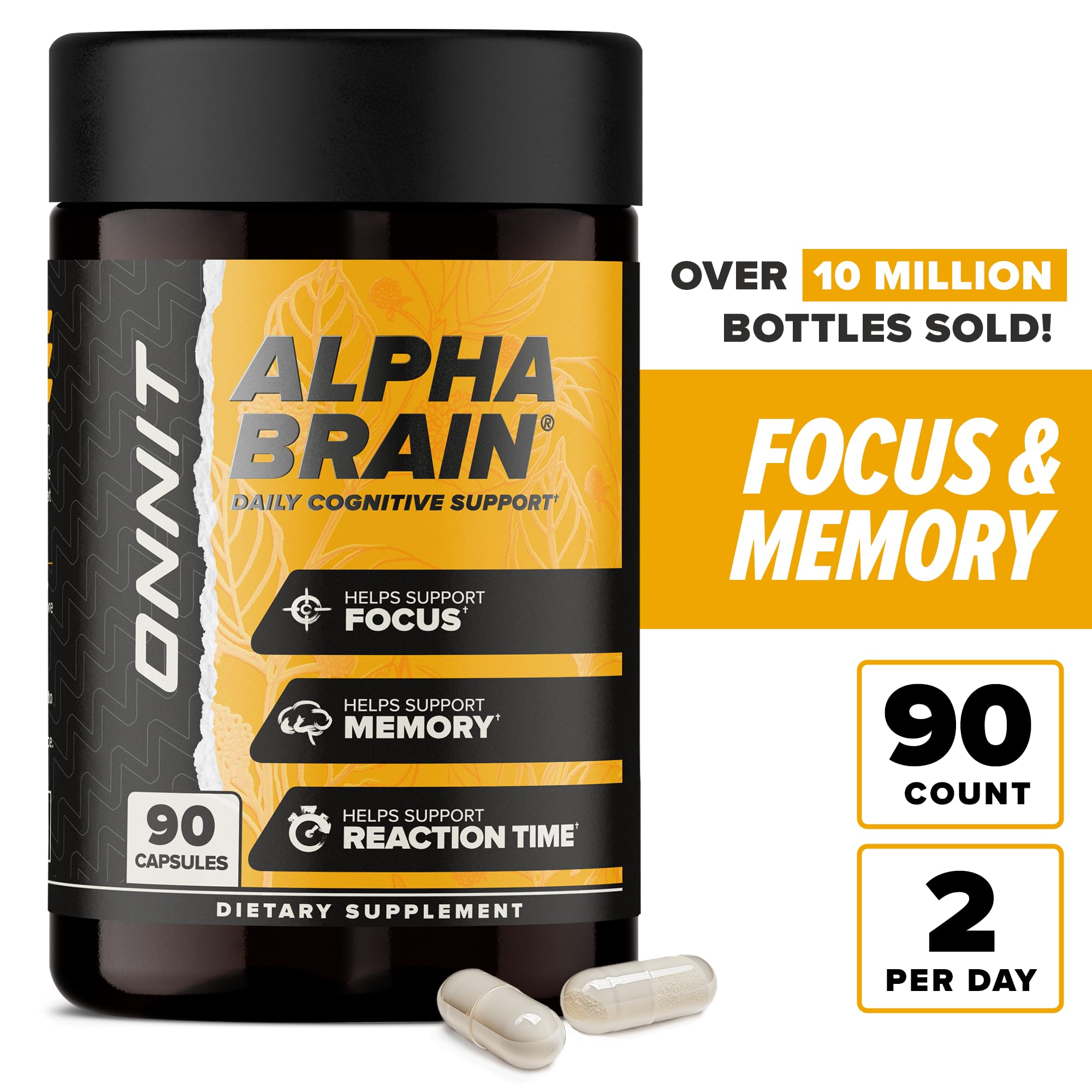 ONNIT Alpha Brain ingredient shot highlights Alpha GPC and L-Theanine.