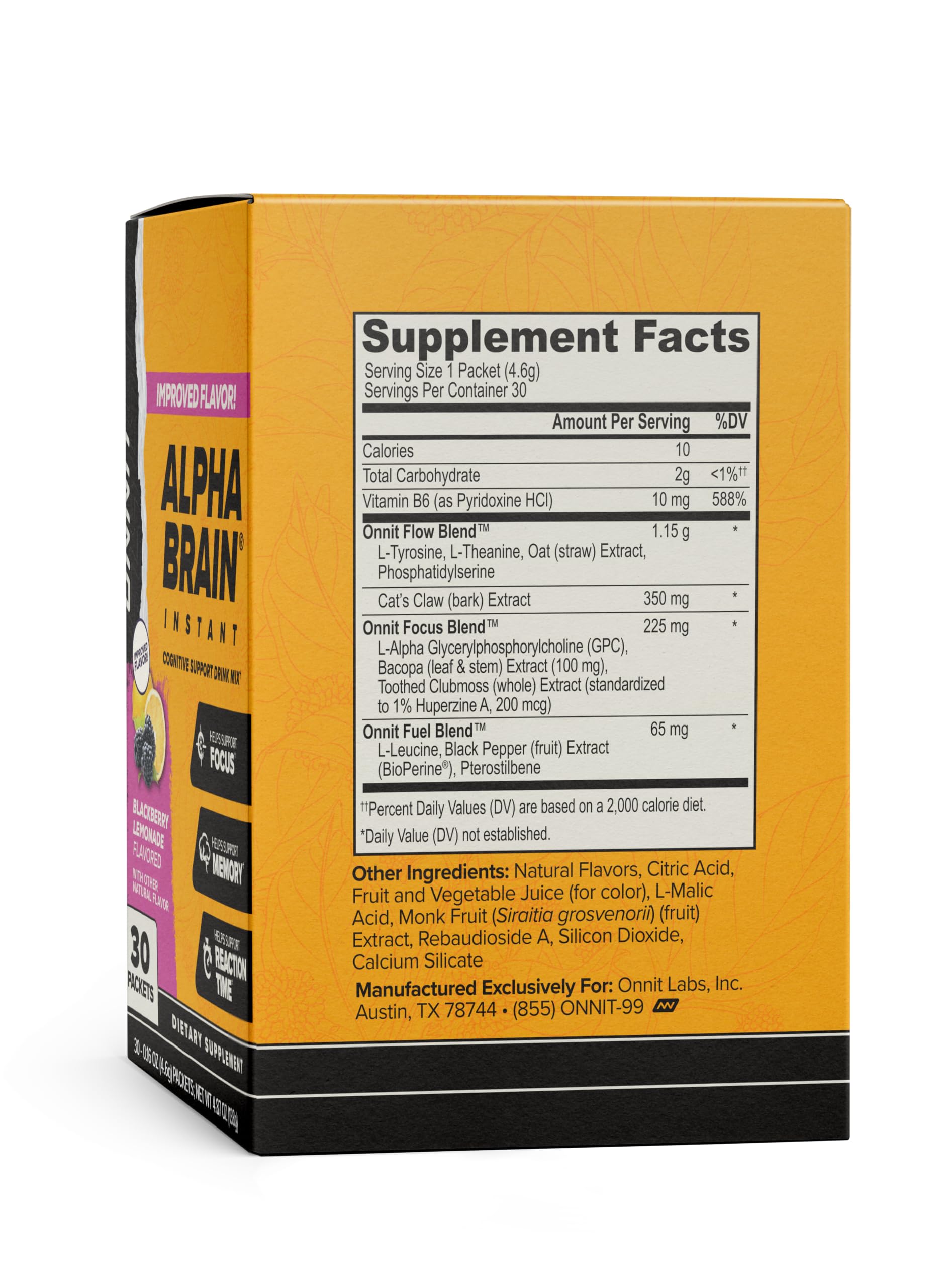 Prepared ONNIT Alpha Brain Instant drink, ready to sip during study sessions.