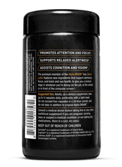 ONNIT Alpha Brain label close-up, premium nootropic blend details.