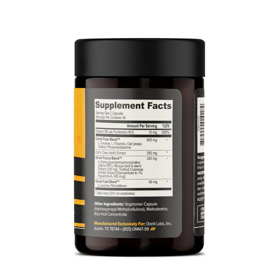 ONNIT Alpha Brain label detail showcases key ingredients.