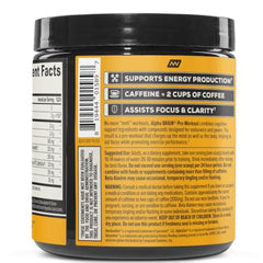ONNIT Alpha Brain pre-workout ingredients-label focuses on non-GMO energy and mental sharpness.