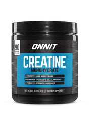 ONNIT Creatine Monohydrate bottle front with unflavored formula for workouts