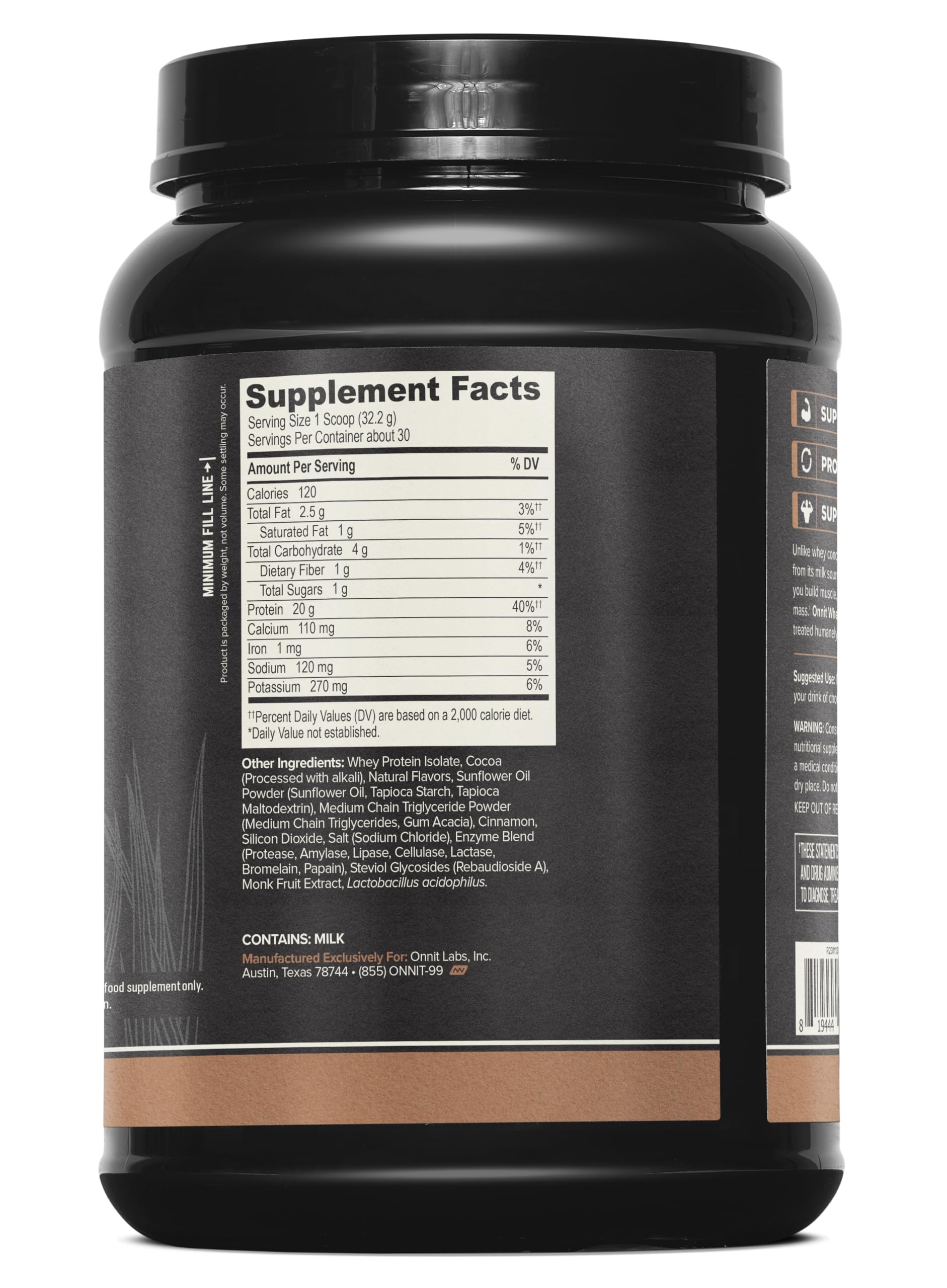 ONNIT Grass Fed Whey Isolate chocolate in a shaker after workouts.