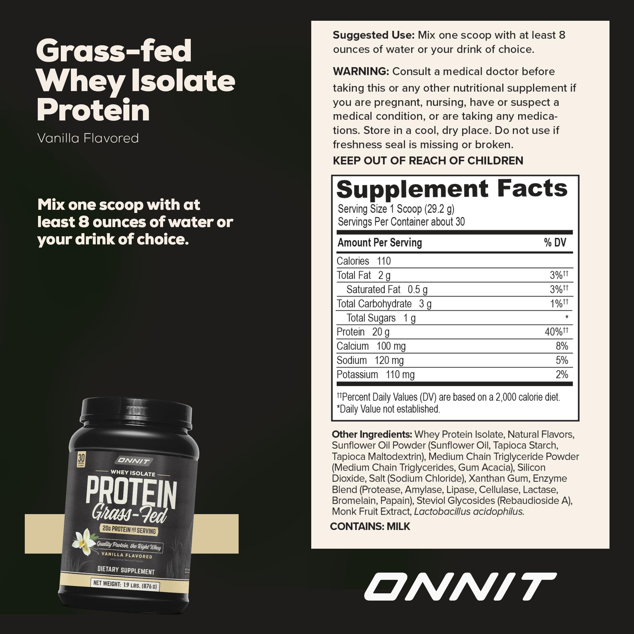 ONNIT Vanilla whey isolate shake being poured after workouts