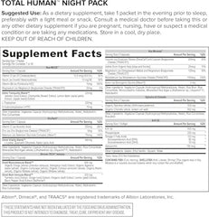 ONNIT Total Human label panel detailing usage and benefits.