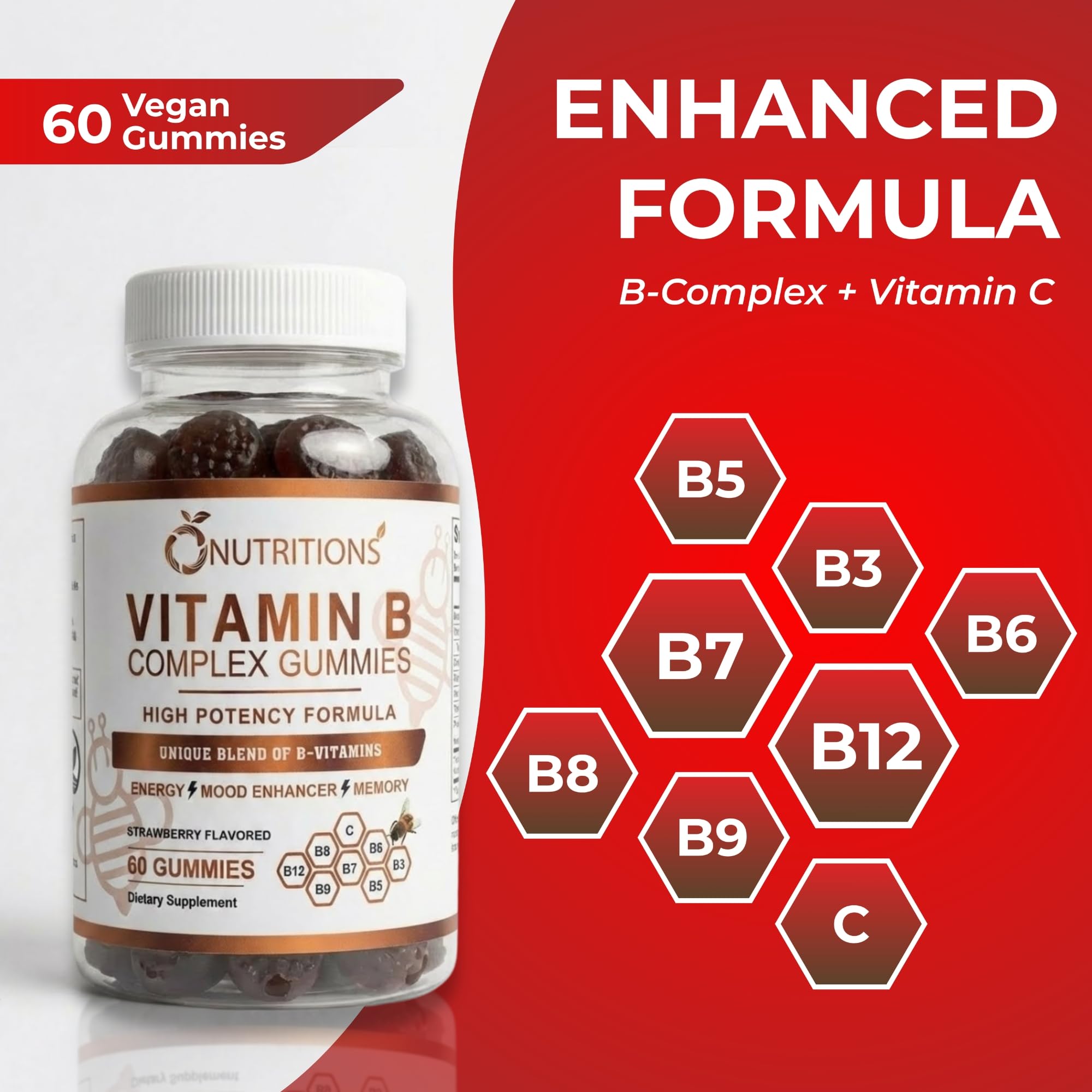 O NUTRITIONS daily gummy shown with glass of water for routine use.