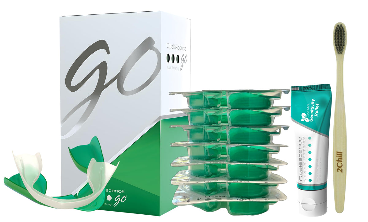 Opalescence GO 15 trays pack ready for seven at-home whitening sessions.