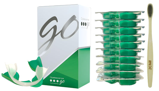 Opalescence Go box with trays, portable at-home whitening kit for quick events.