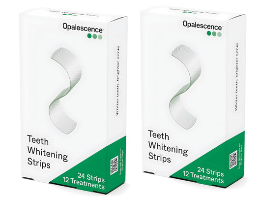 Opalescence GO strip application close-up showing comfortable whitening at home