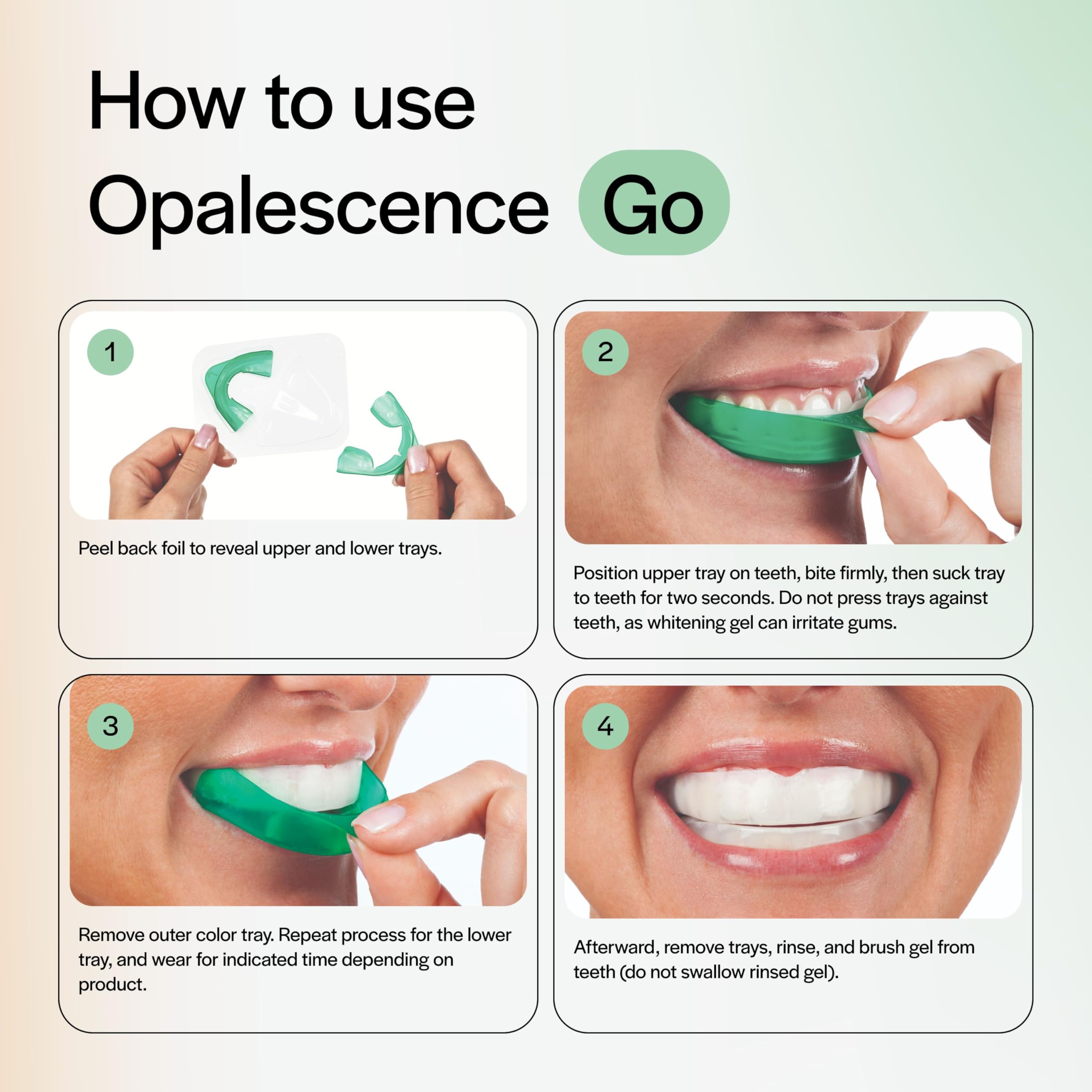 Opalescence GO toothbrush included, compact design for on-the-go brushing.