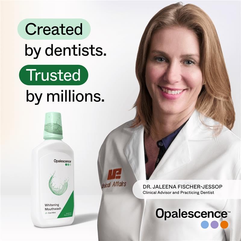Opalescence mouthwash twist-cap close-up, user-friendly design.