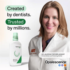 Opalescence mouthwash twist-cap close-up, user-friendly design.