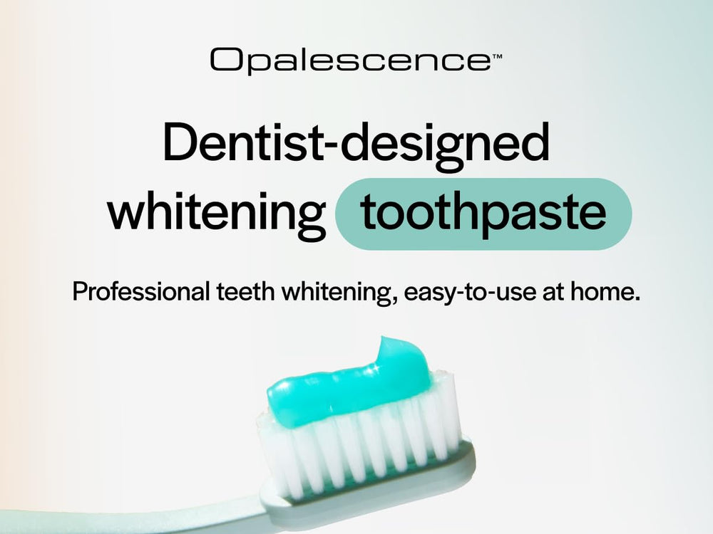 Opalescence Sensitive Toothpaste packaging highlighting gluten-free and xylitol benefits.