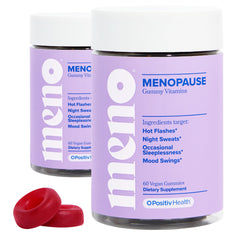 O Positiv MENO Gummies bottle shown for convenient menopause support.