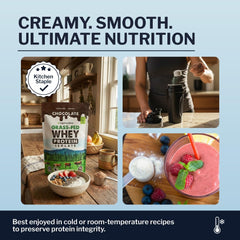 Opportuniteas Grass Fed Chocolate Whey organic cane sugar detail highlights natural sweetness.