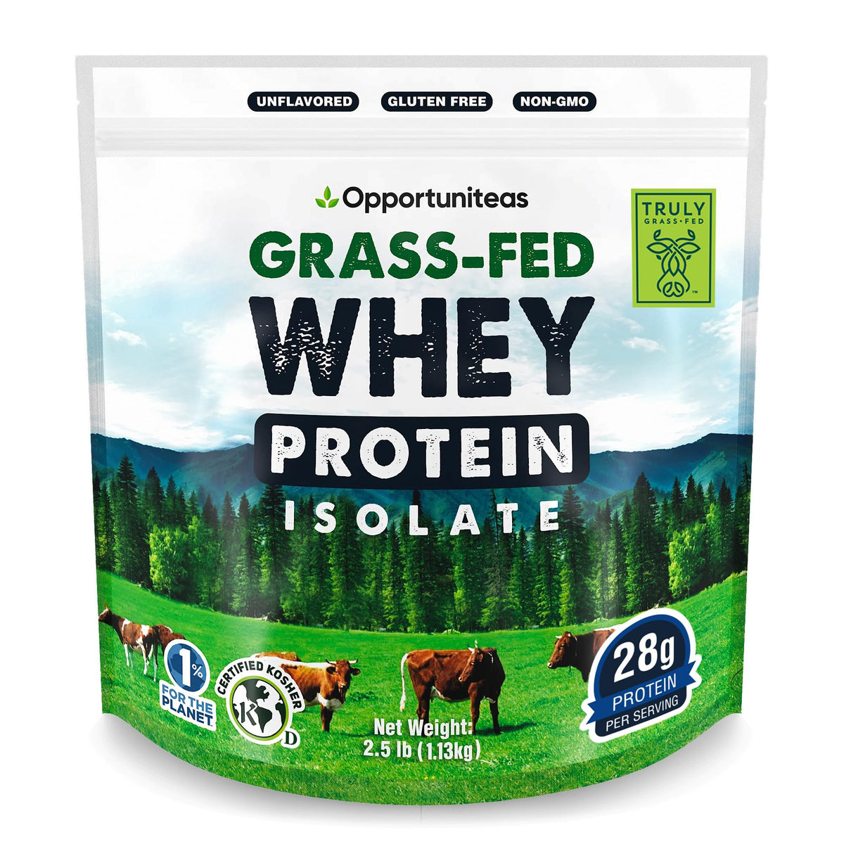Opportuniteas grass-fed whey isolate tub front for easy daily protein intake