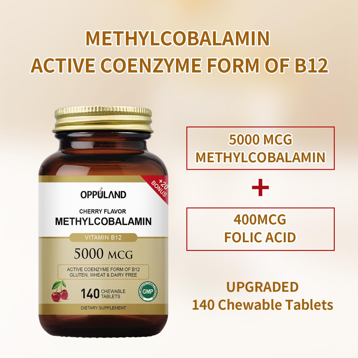 Oppuland Methyl B-12 vegan ingredients label emphasizes plant-based wellness.