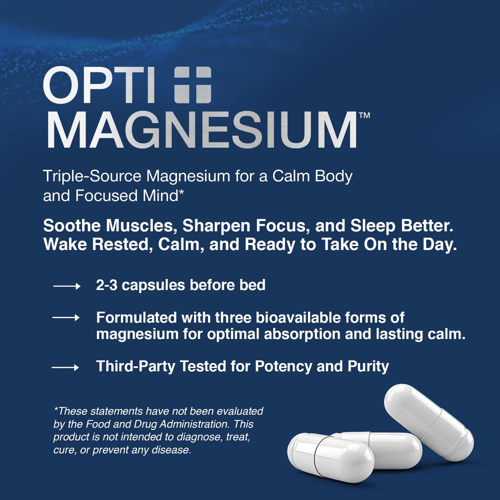 Opti Life MD bottle with cap open for nighttime routines.