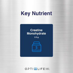 Opti + Life MD capsules daily-use bottle on kitchen counter suggests routine