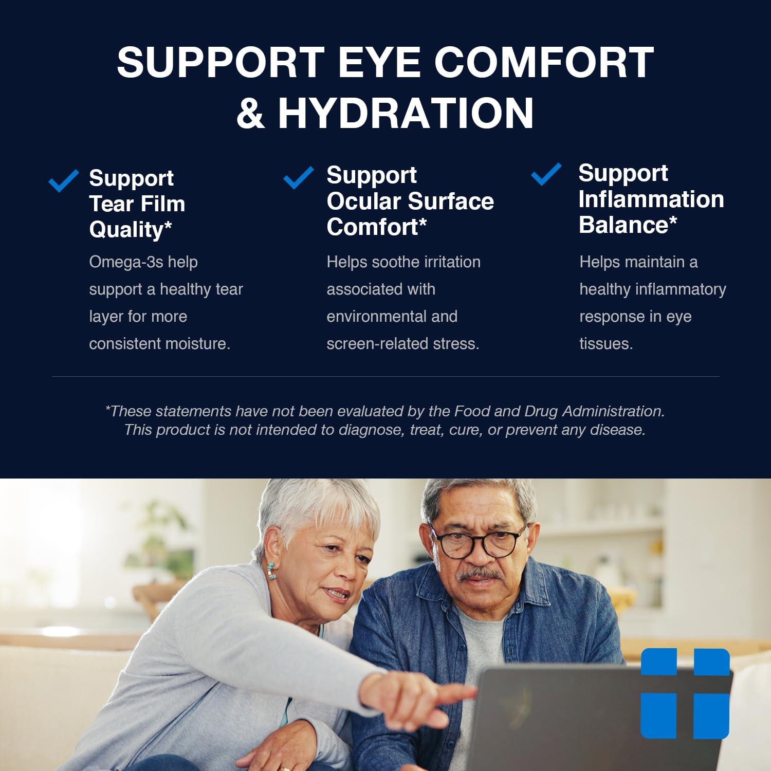 Brain and eye health illustration with Opti + Life MD Omega-3.