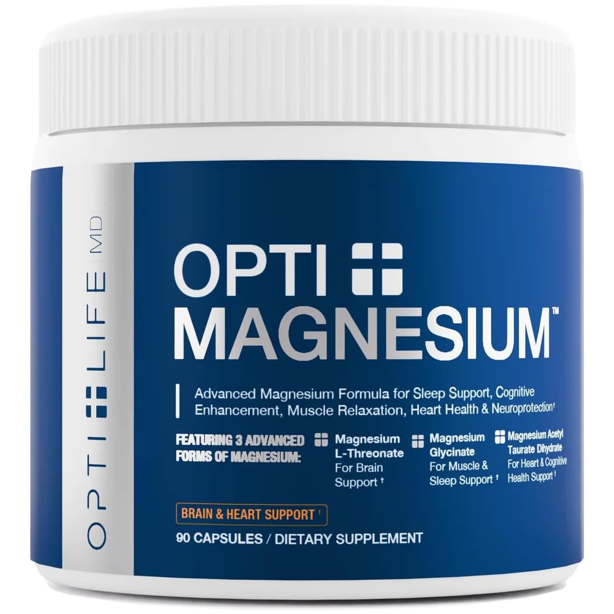 Opti Life MD triple magnesium capsules close-up for daily wellness.