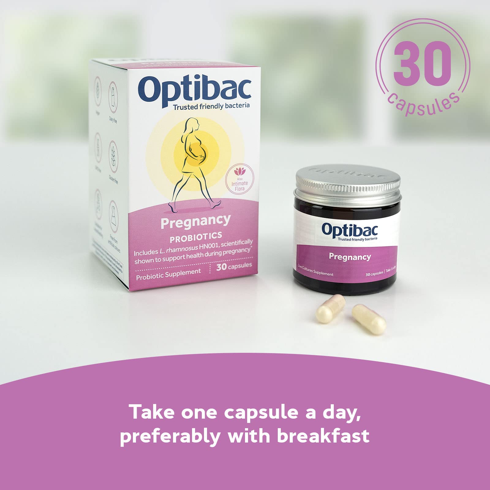 Optibac Probiotics Pregnancy tablet closeup for everyday use