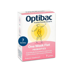 Optibac One Week Flat bottle front, vegan probiotic for digestion and gentle daily support.