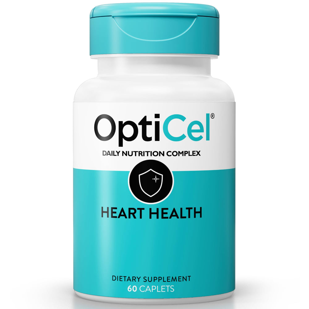 OptiCel Heart Health bottle pour supporting daily circulatory wellness.