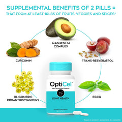 Graphic of OptiCel Joint Health ingredients emphasizing natural actives.