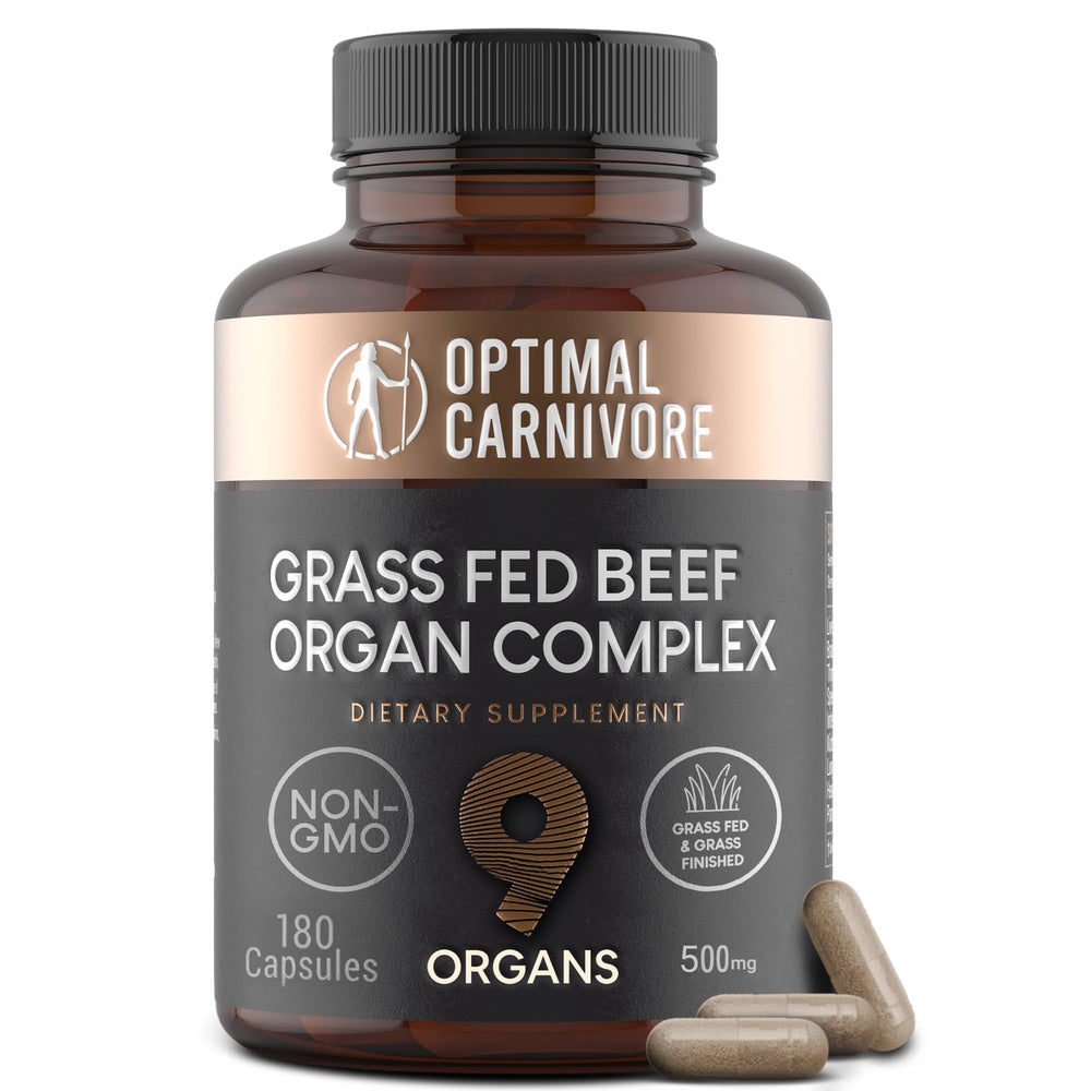 Optimal Carnivore beef organ supplement packaging showing clean, hormone-free nutrition