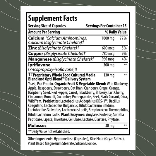 BonePlus capsules closeup emphasizing highly absorbable calcium in a daily supplement