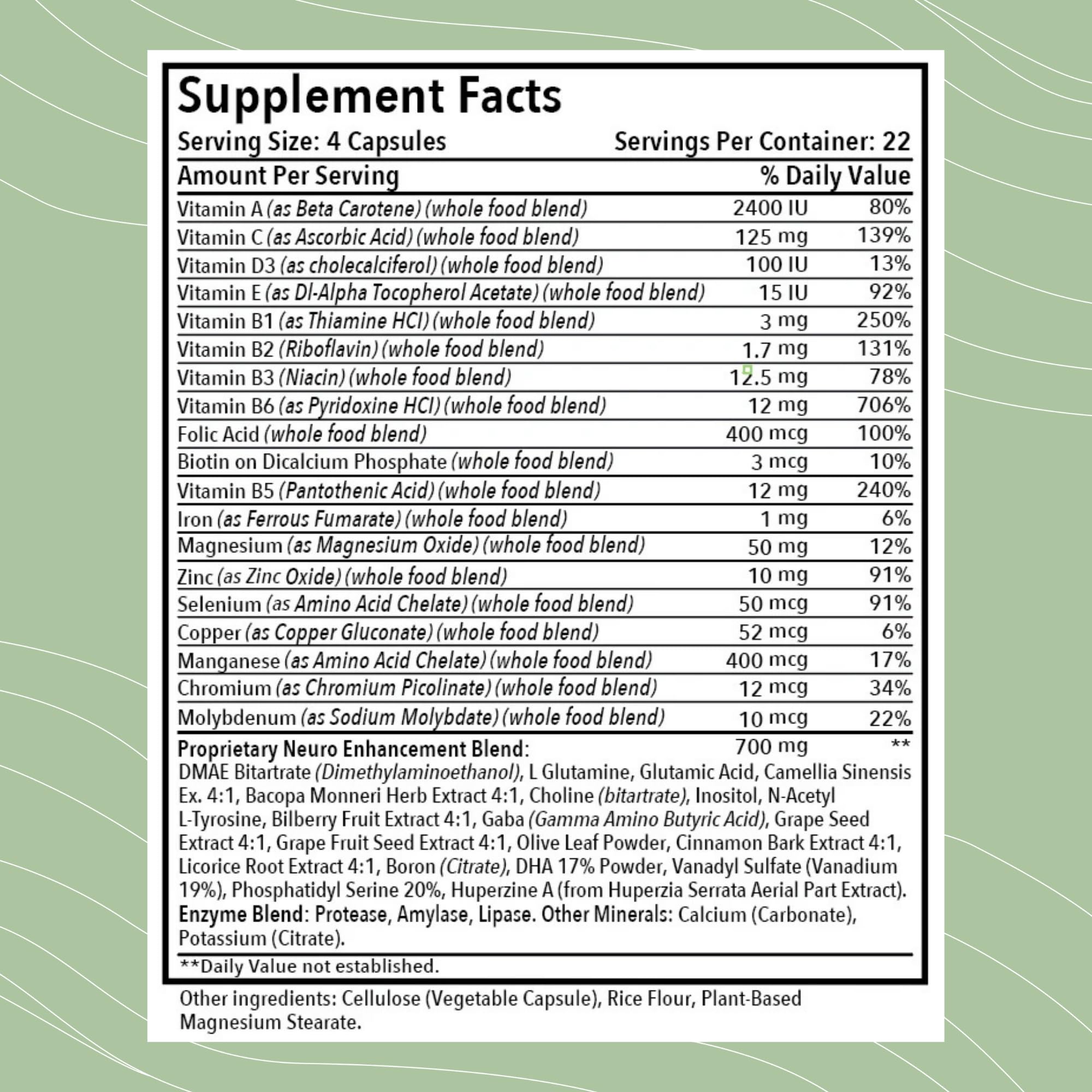 Optimal Health Systems Brain capsules closeup for daily cognitive support